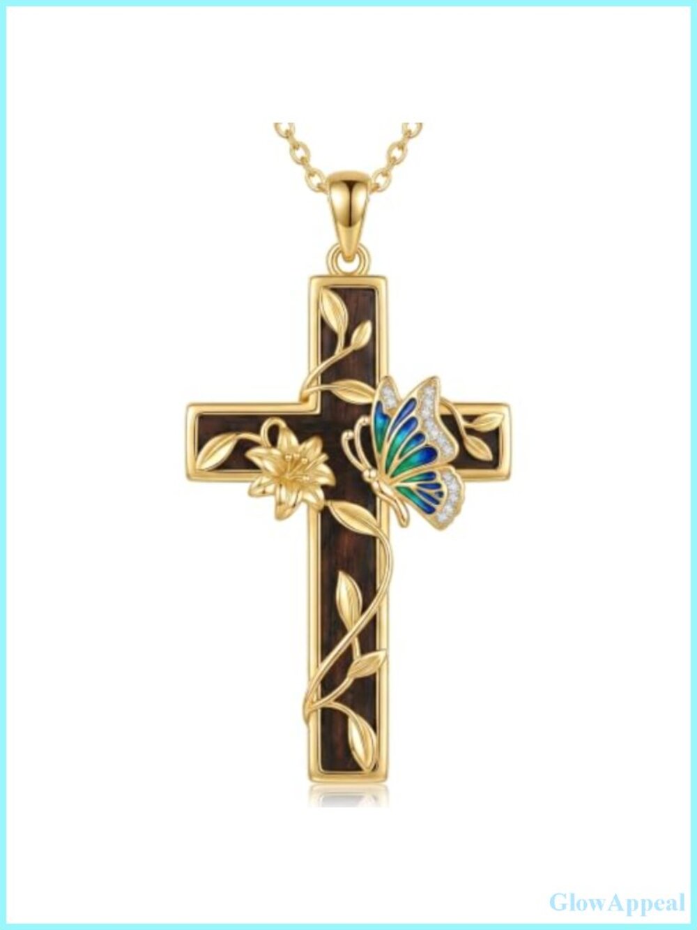 Wooden Cross Necklace Real Ebony Wood Christian Beliefs Jewelry for Men